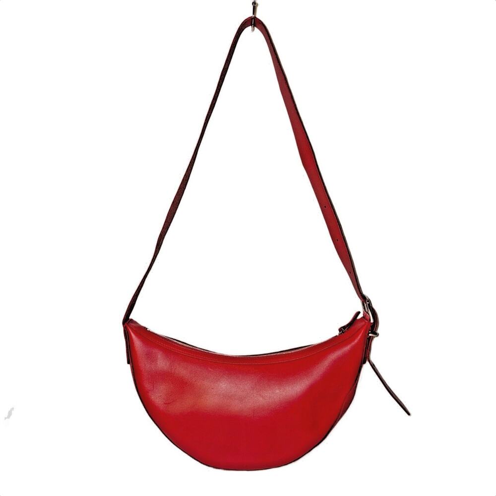Madewell Red Crossbody Crescent Sling Bag Adjustable Strap 100 Percent Leather